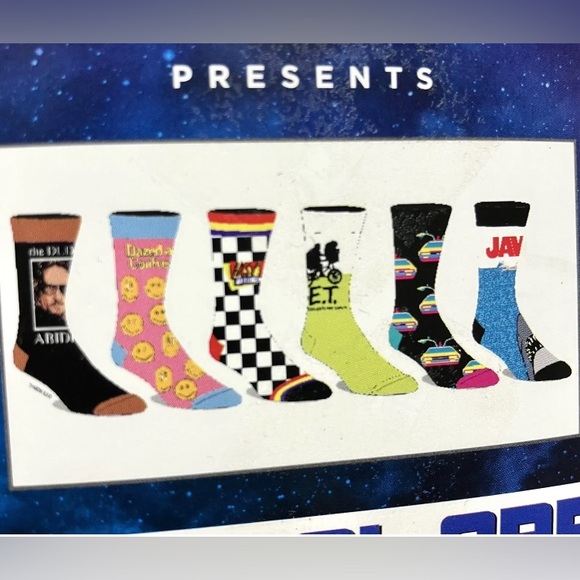 Universal 80’s Famous Movie Socks 6pr Casual Crew Mens Size 8-12 NEW - Picture 3 of 6